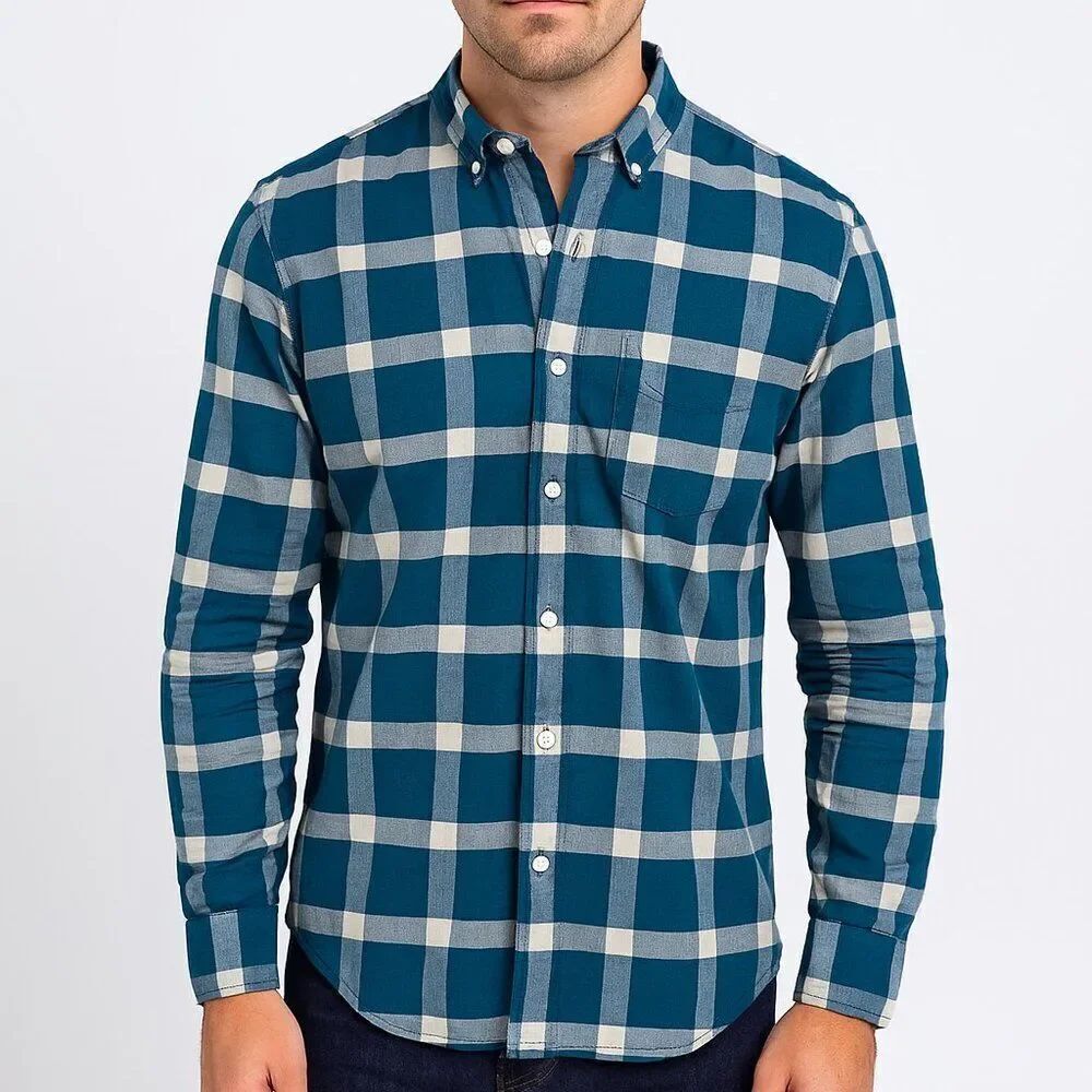 NWOT Ben Sherman Mens Teal Check Button Down Shirt